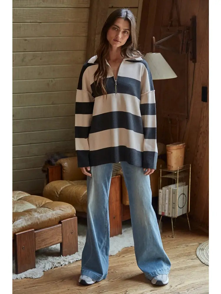 Knit Striped Turtleneck