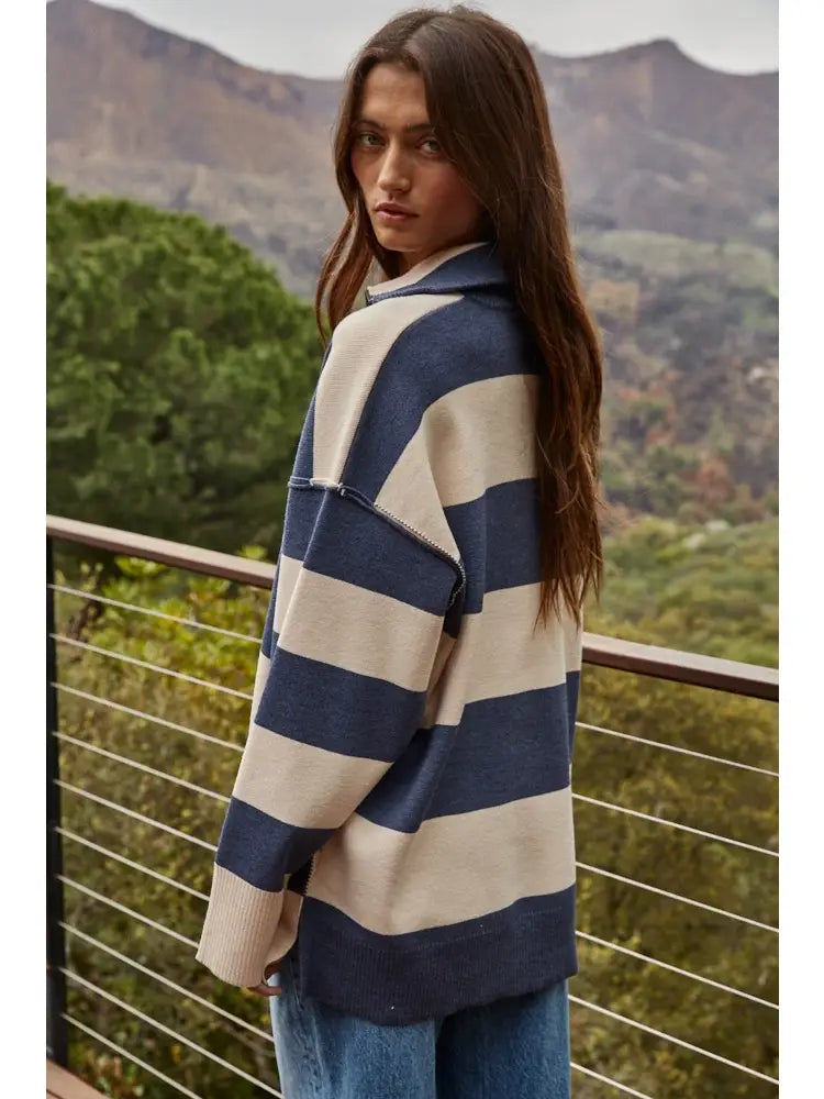 Knit Striped Turtleneck
