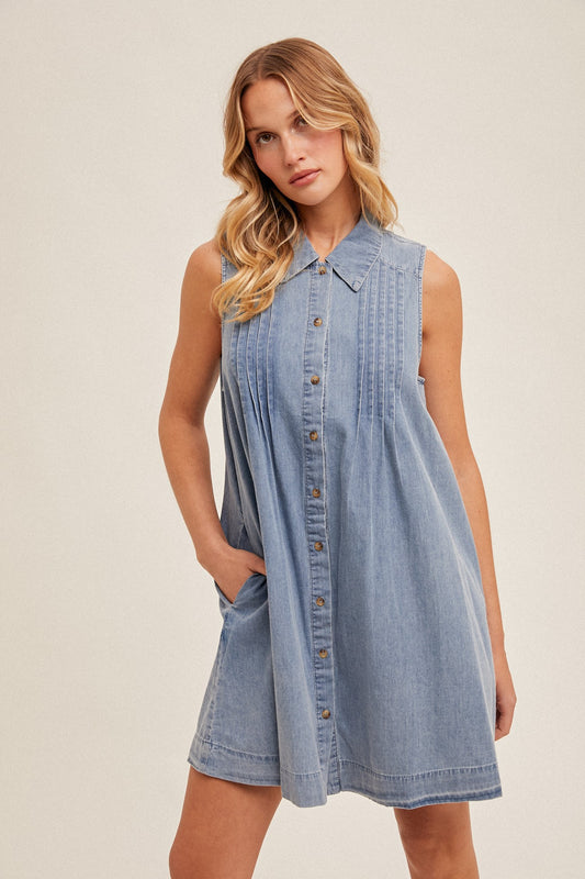 Collared Button Down Swing Dress