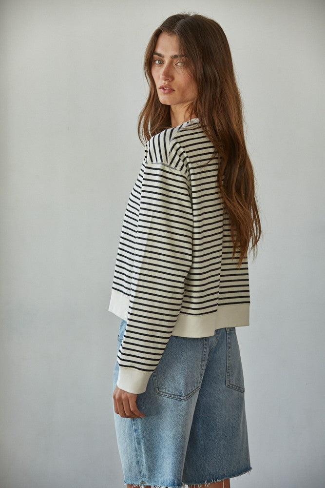 Cotton Striped Crew Neck
