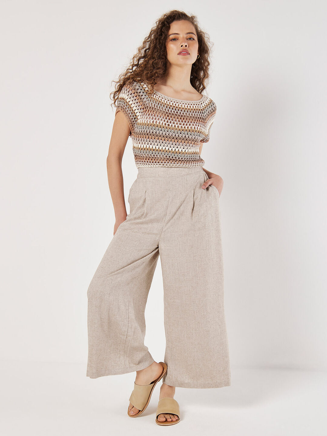 Hand-Crocheted Stripes Crop Top