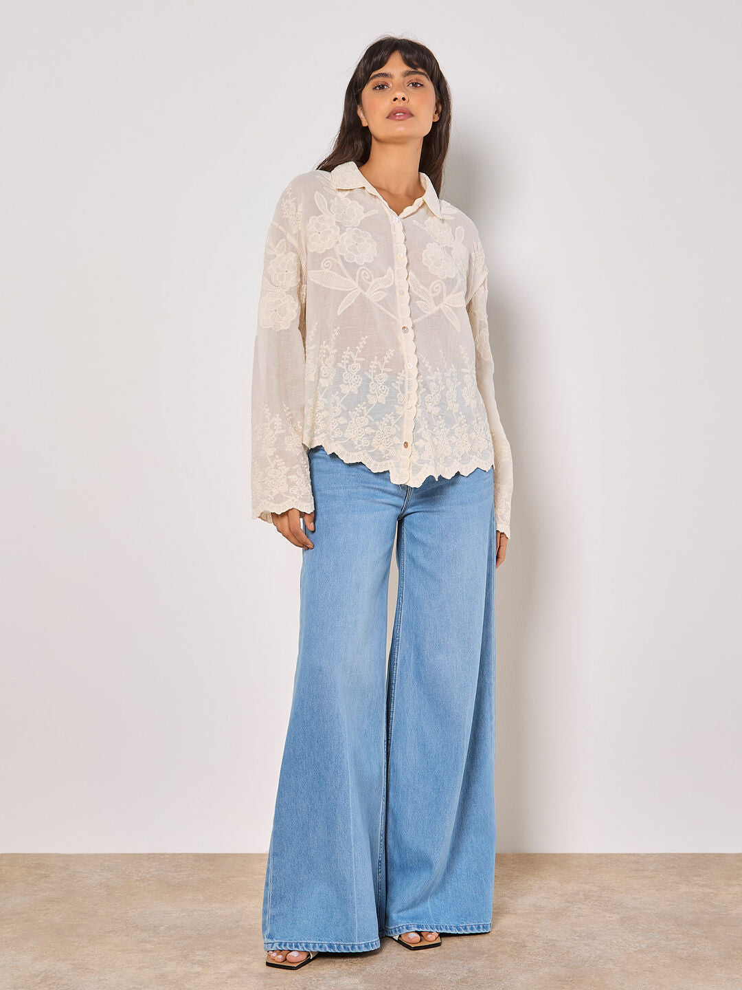 Floral Embroidered Cotton Shirt