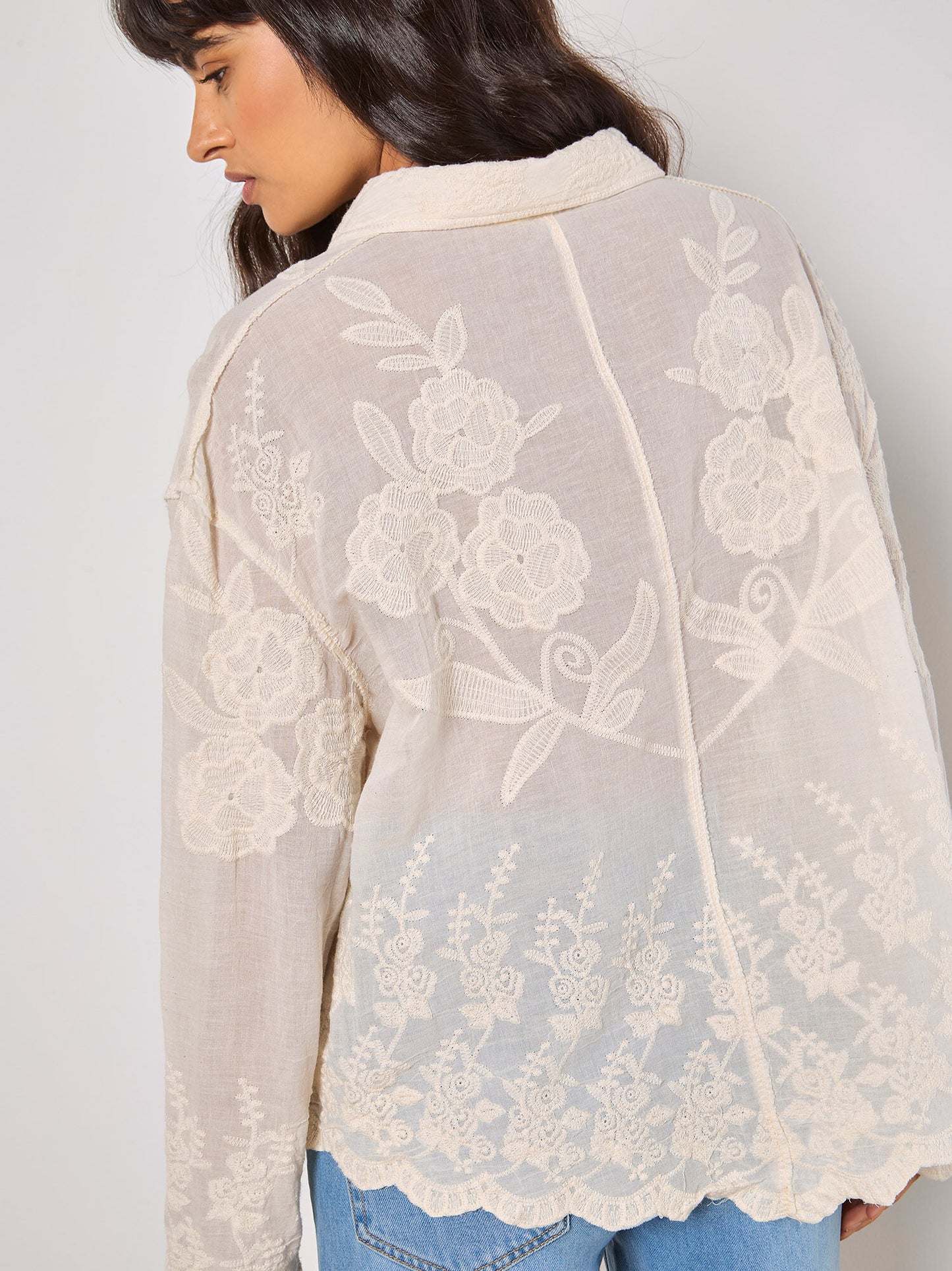 Floral Embroidered Cotton Shirt