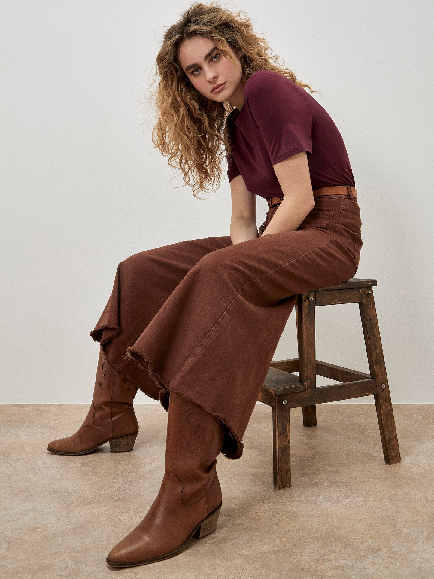 Rust Giana High Waist Palazzo Jeans