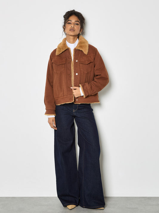 Faux Fur Lined Denim Jacket
