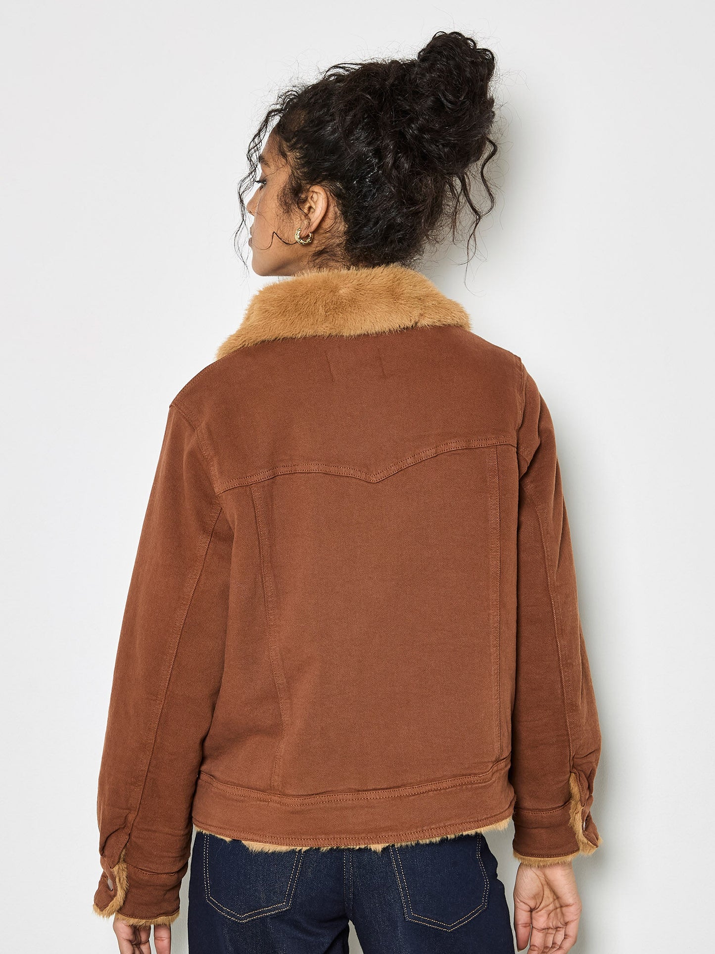 Faux Fur Lined Denim Jacket