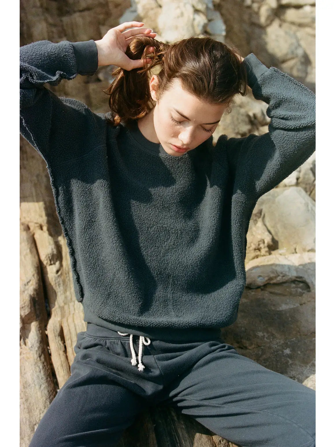 Cotton Upside Down Washed Pullover