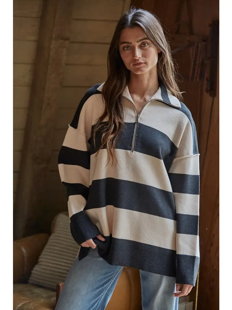 Knit Striped Turtleneck