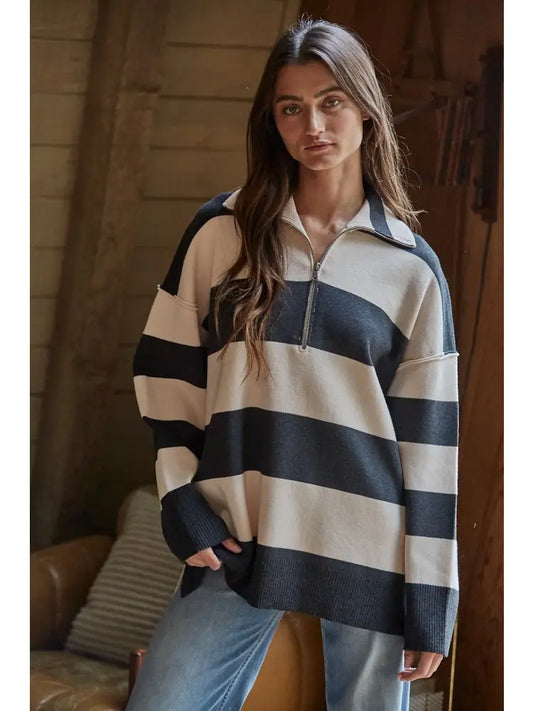 Knit Striped Turtleneck