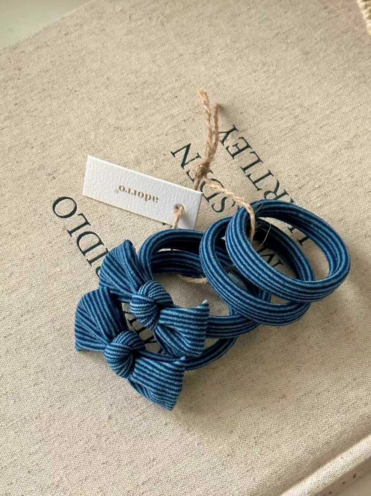 Striped Bow Seamless Hair Ties