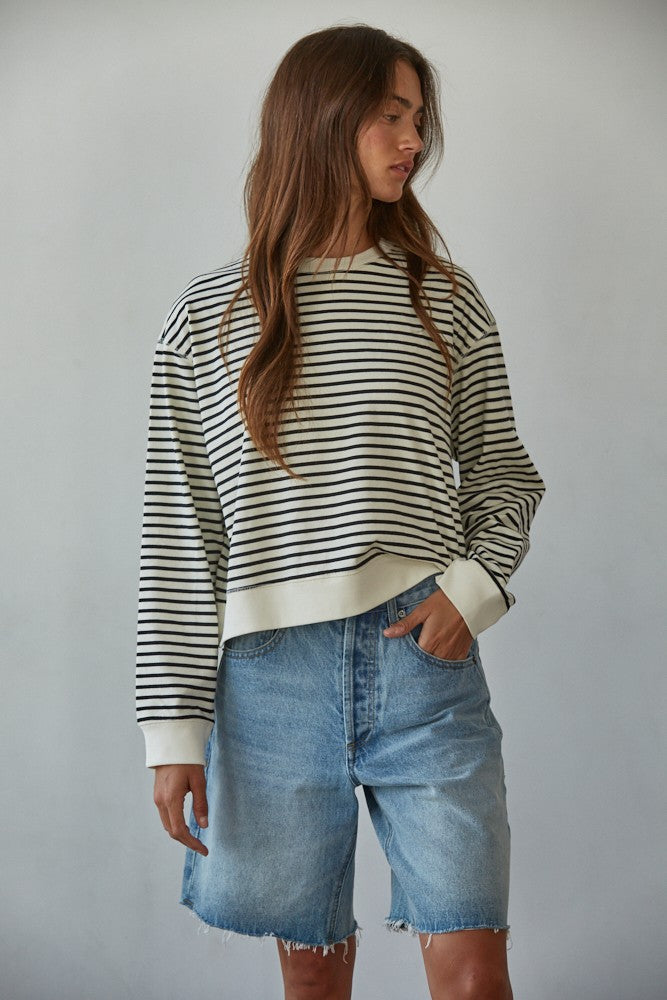 Cotton Striped Crew Neck
