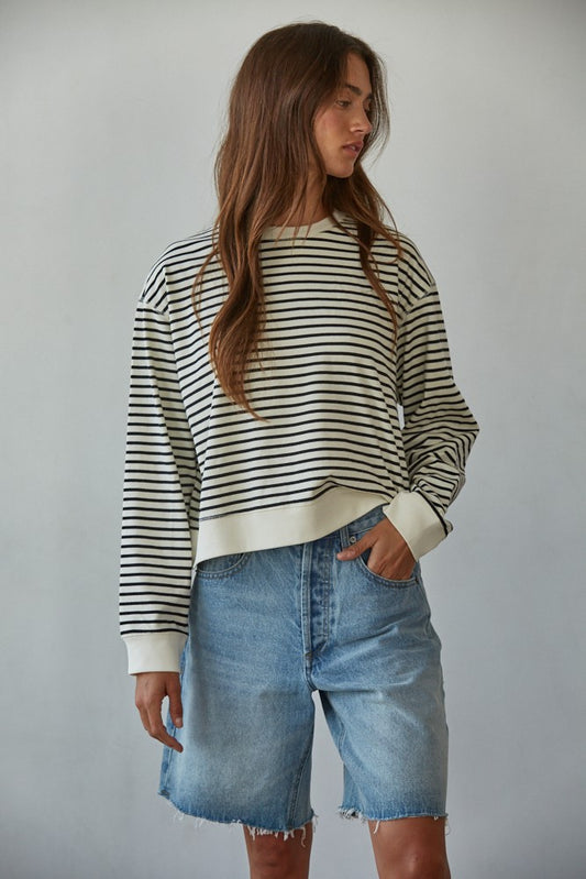 Cotton Striped Crew Neck