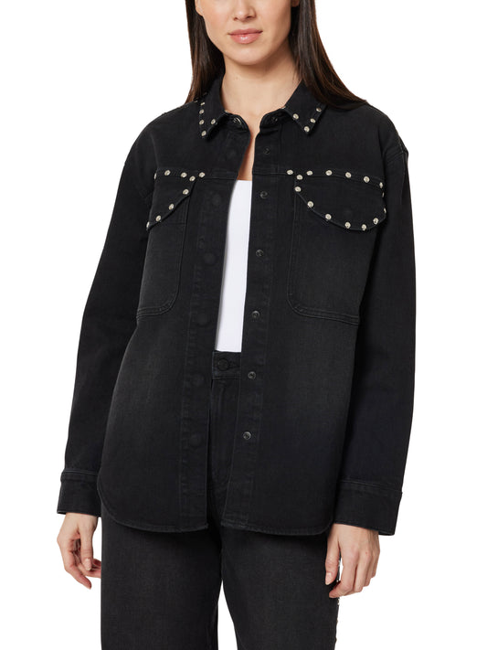 Denim Shirt Jacket w/studs