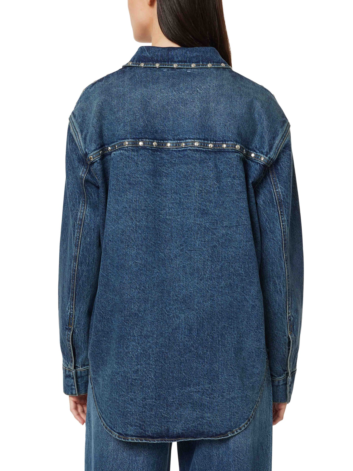 Denim Shirt Jacket w/studs