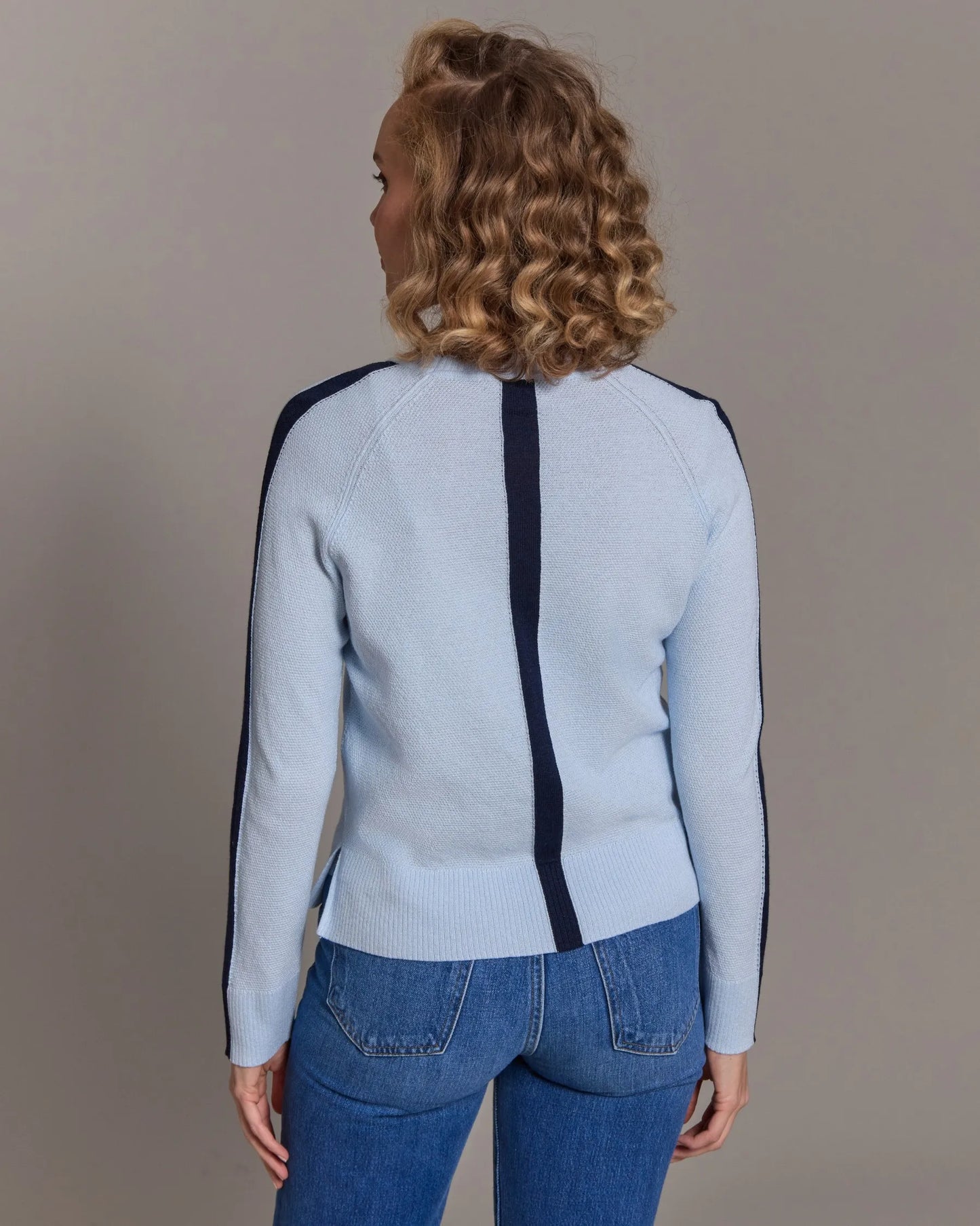 Cotton Cashmere Center Stripe Crew