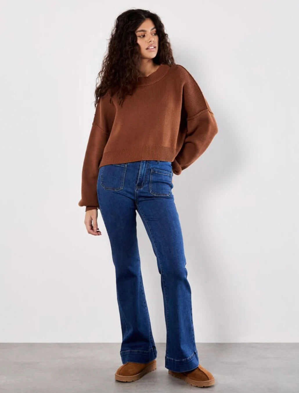 Cropped Drop Shoulder Sweater