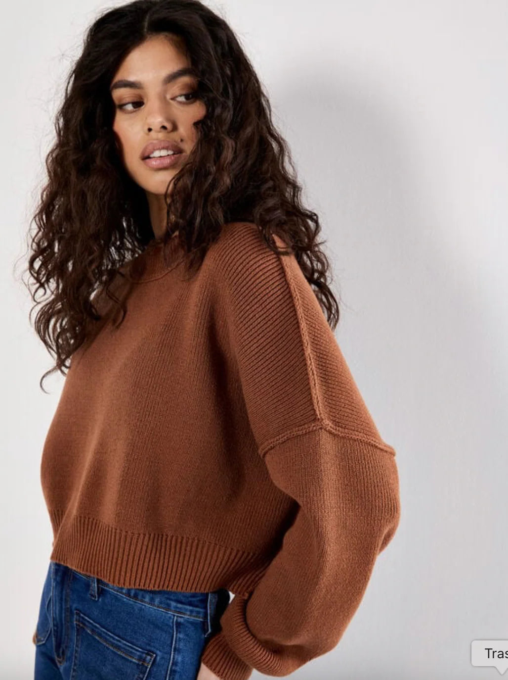Cropped Drop Shoulder Sweater