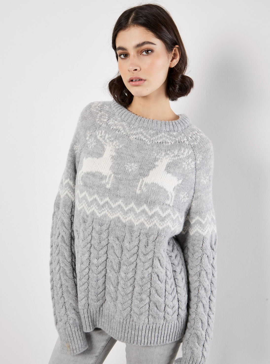 Reindeer Cable Mix Sweater