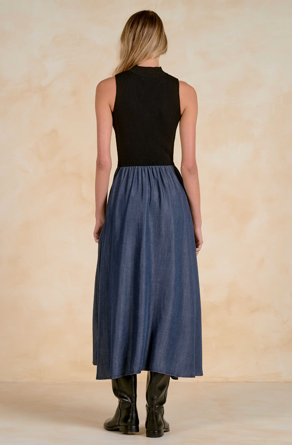 Mock Neck Sleeveless Dress
