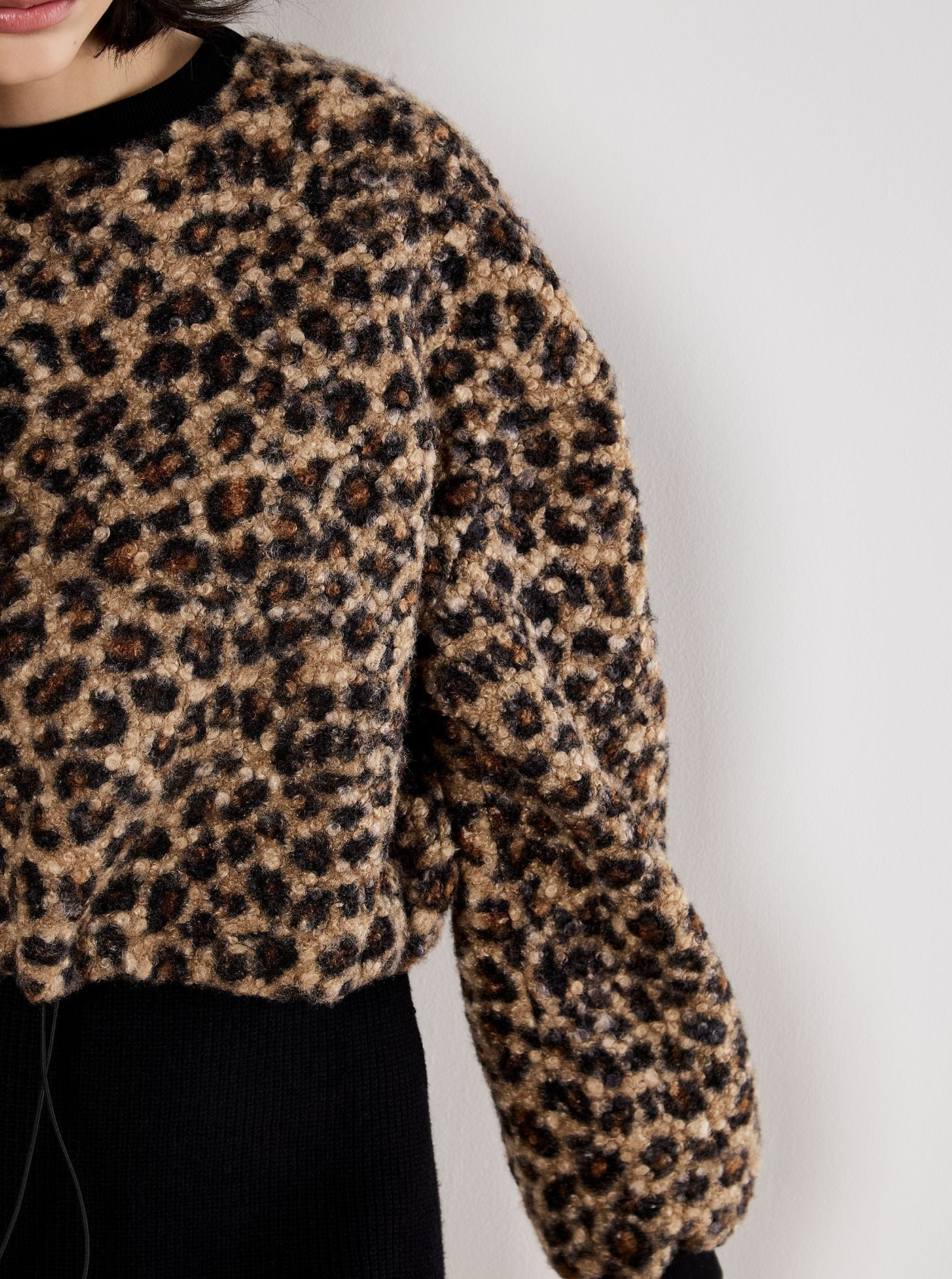 Leopard Boucle Tie Sweater