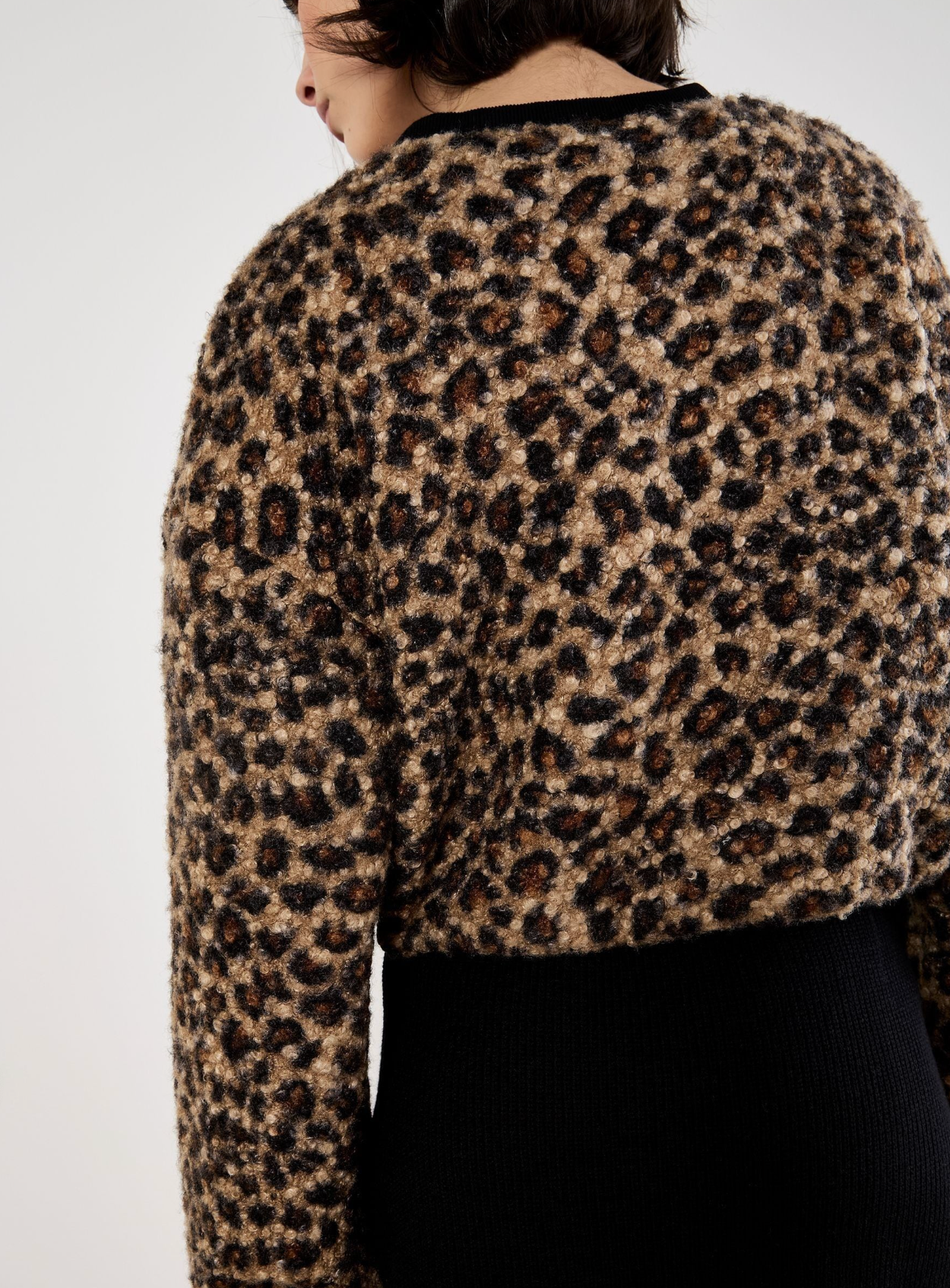 Leopard Boucle Tie Sweater