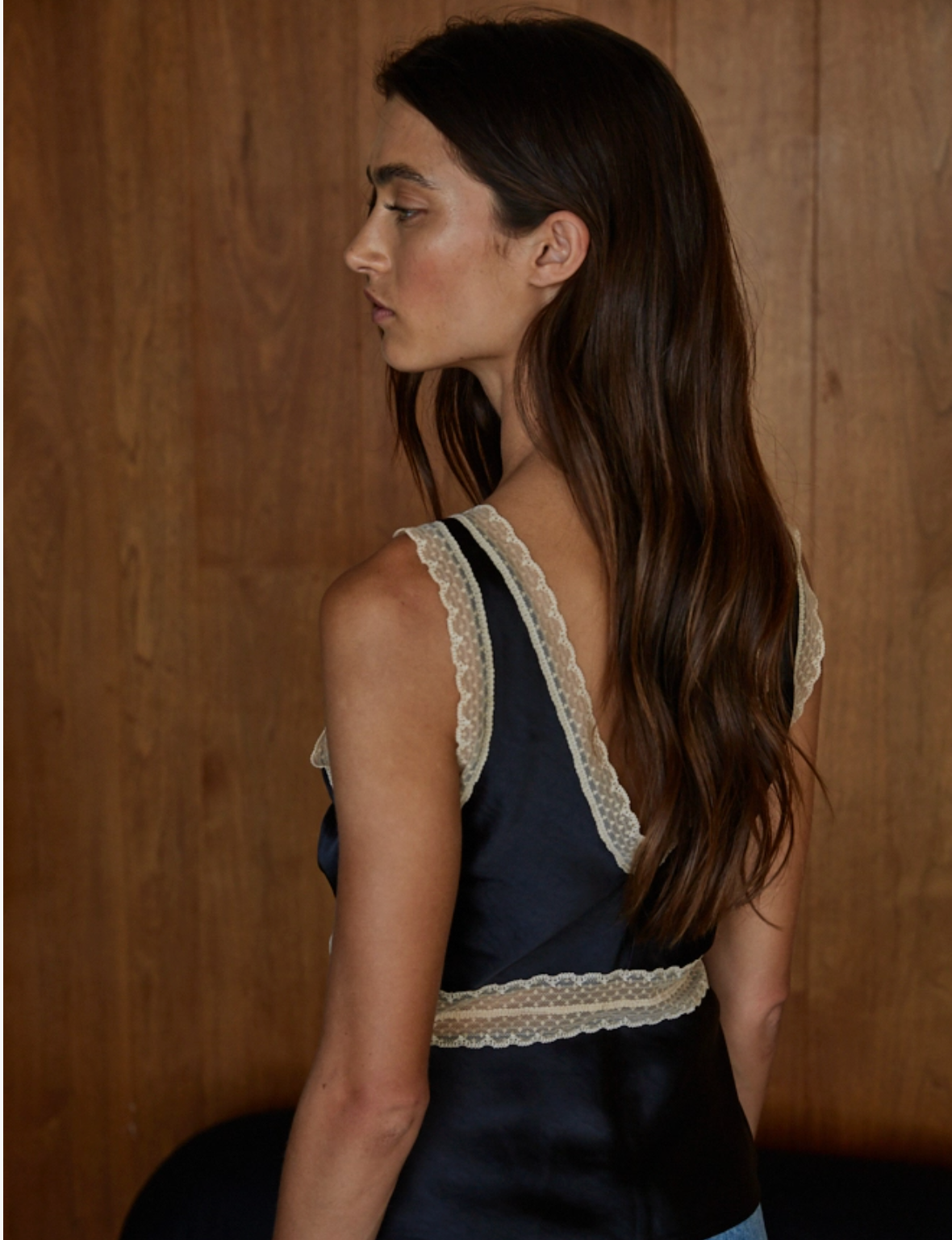 Sleeveless Top W/Contrast Lace