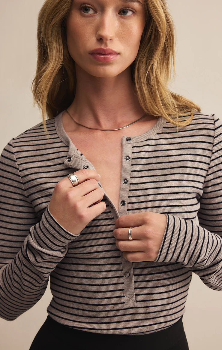 Stella Striped Modal Rib Henley