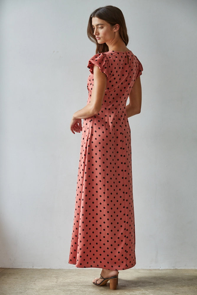 Polka Dot Puffed Capped Sleeve Dress