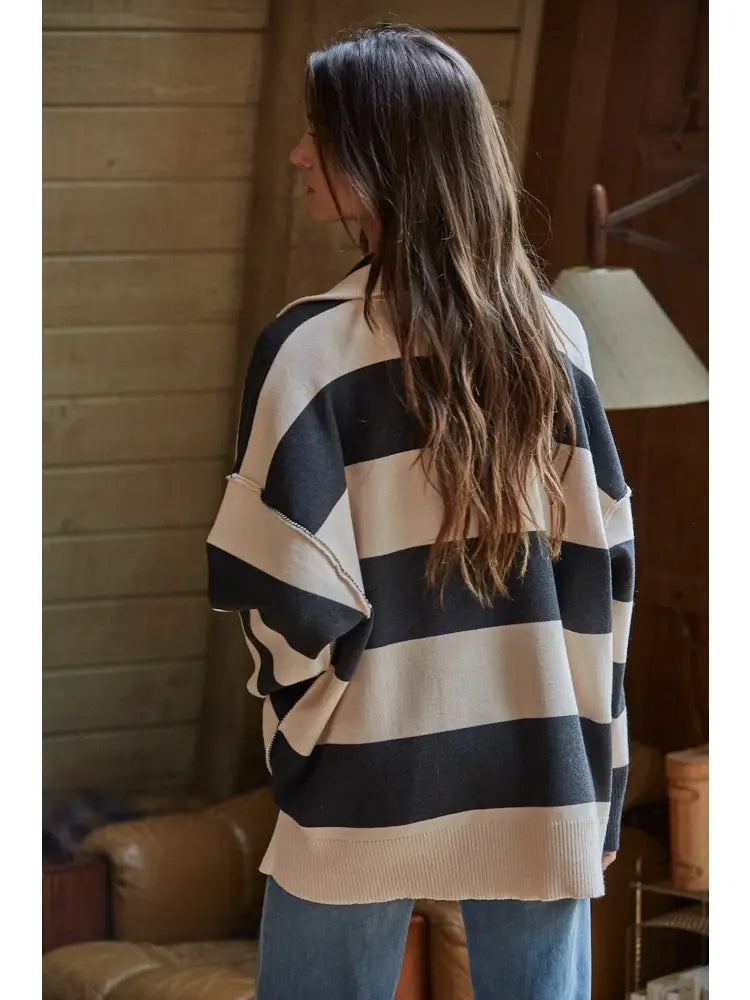 Knit Striped Turtleneck