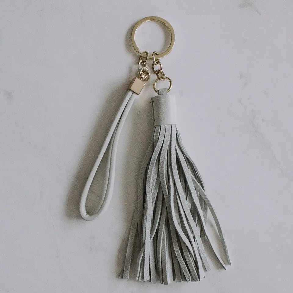 Grey Leather Tassel