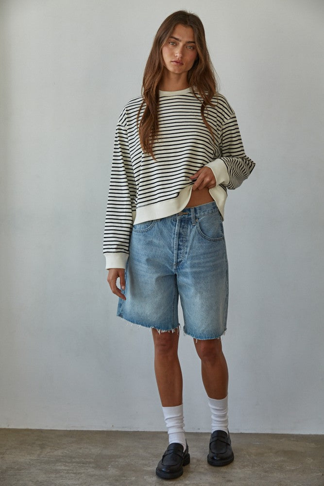 Cotton Striped Crew Neck