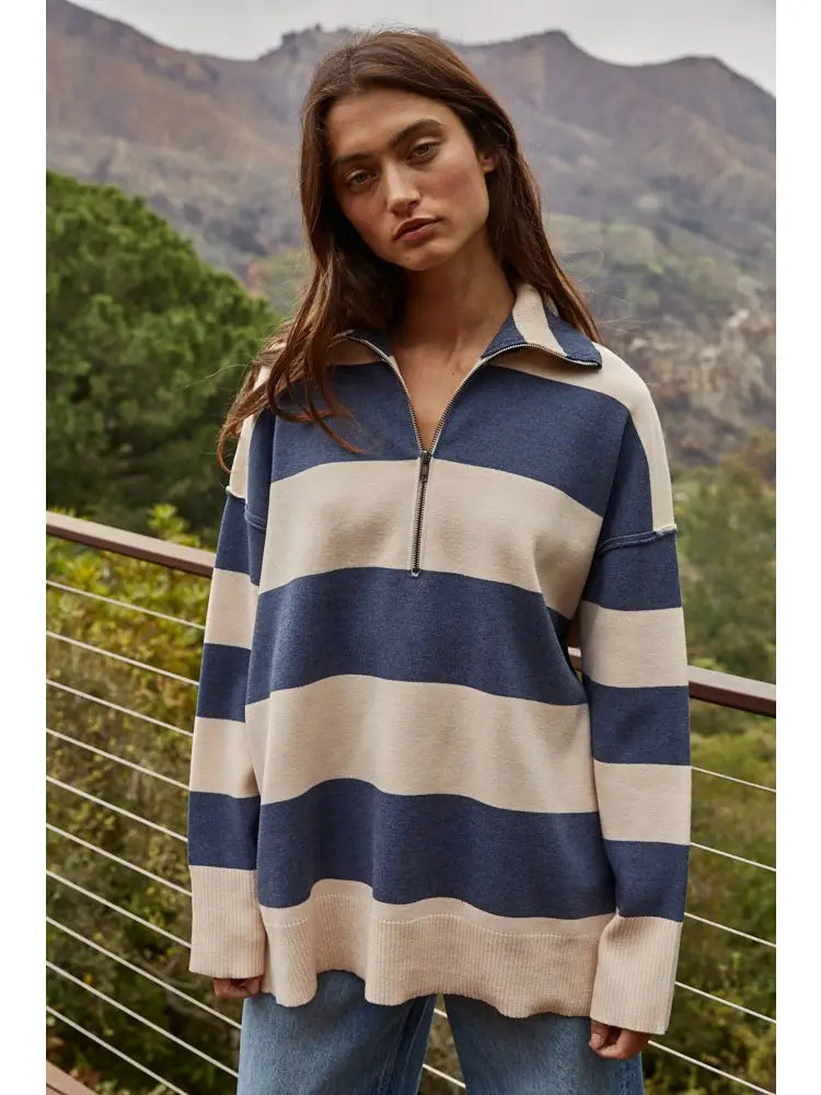 Knit Striped Turtleneck