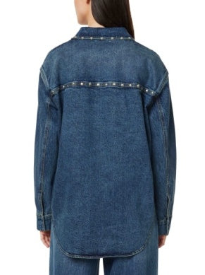 Denim Shirt Jacket w/studs