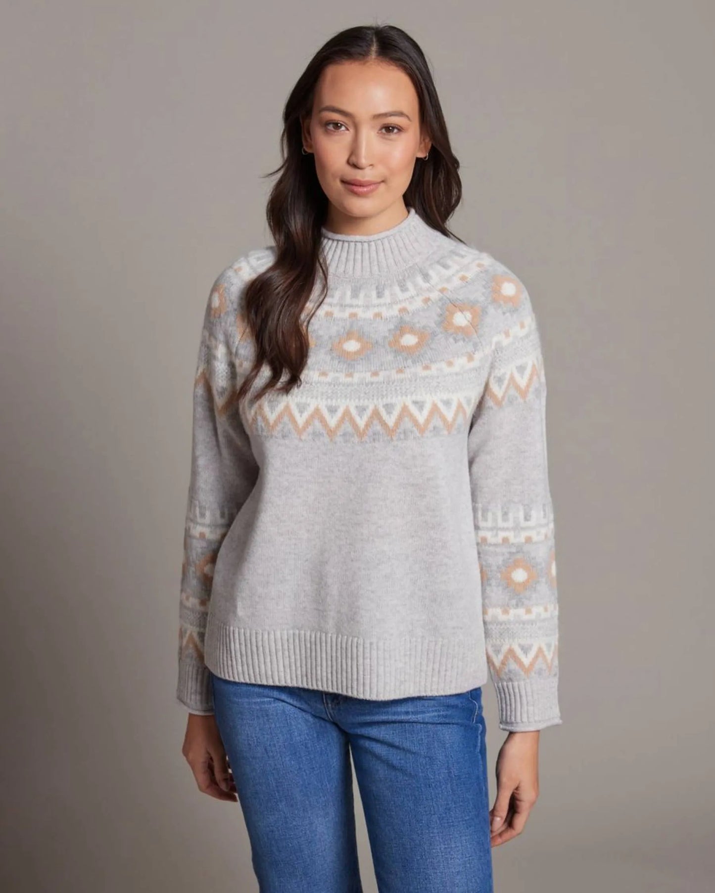 100% Merino Vail Fair Isle Mock Neck