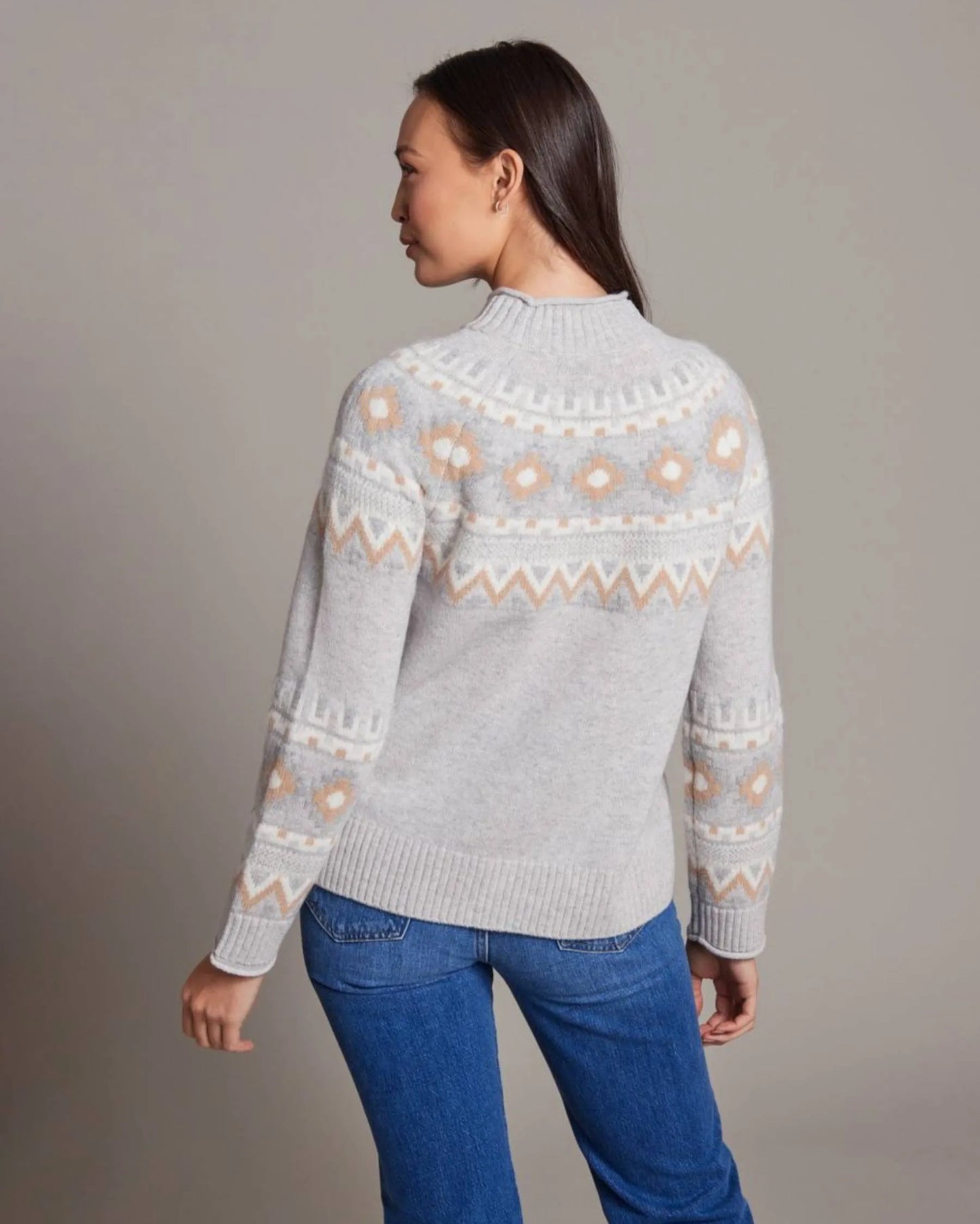 100% Merino Vail Fair Isle Mock Neck