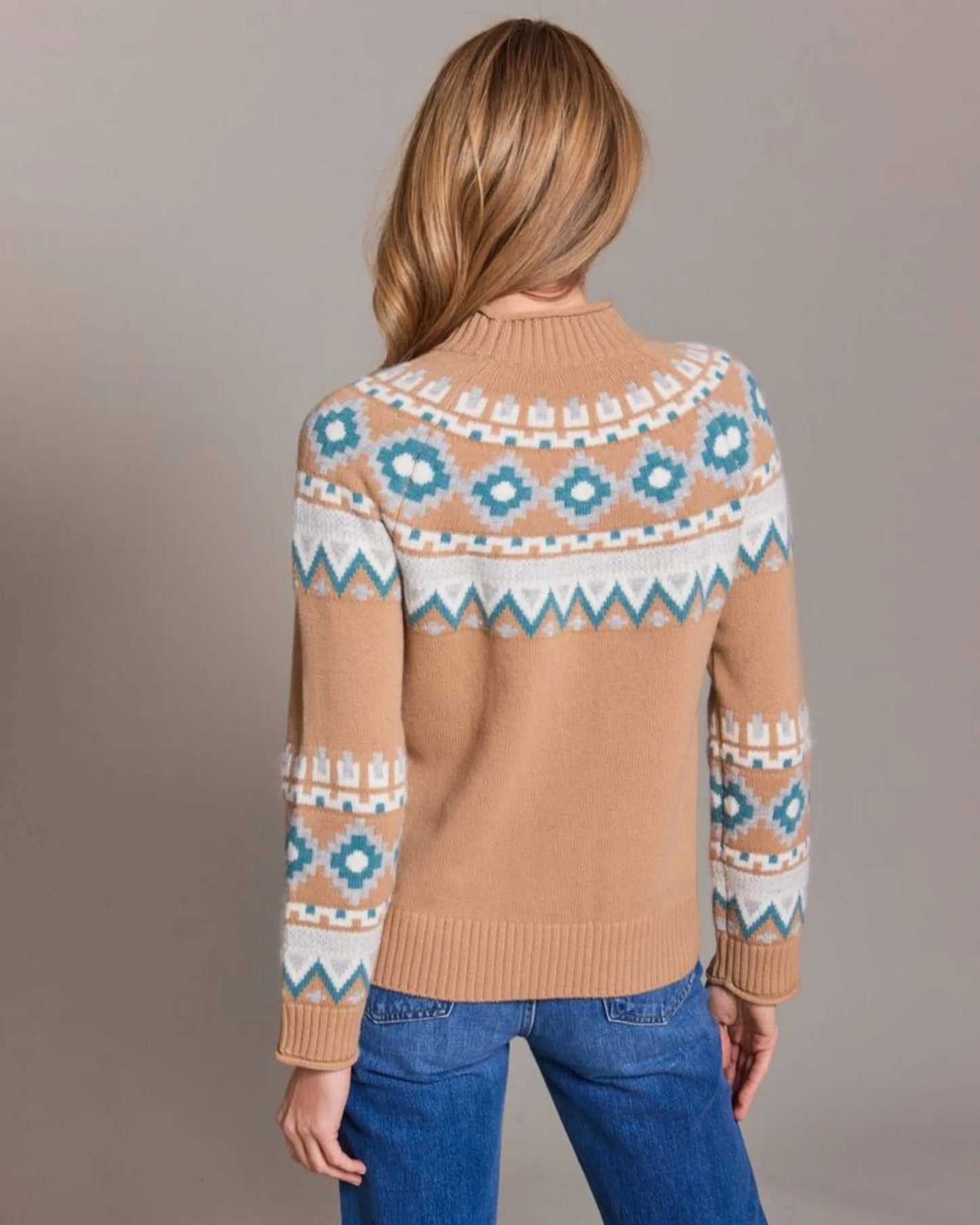 100% Merino Vail Fair Isle Mock Neck