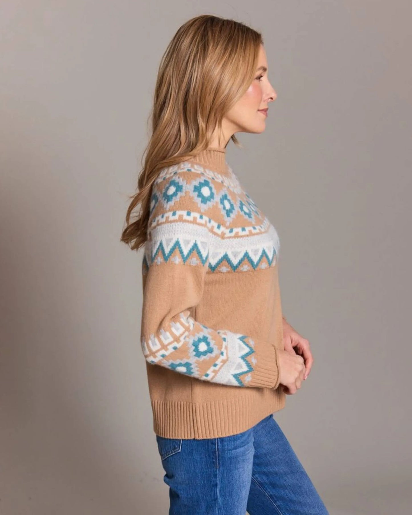 100% Merino Vail Fair Isle Mock Neck