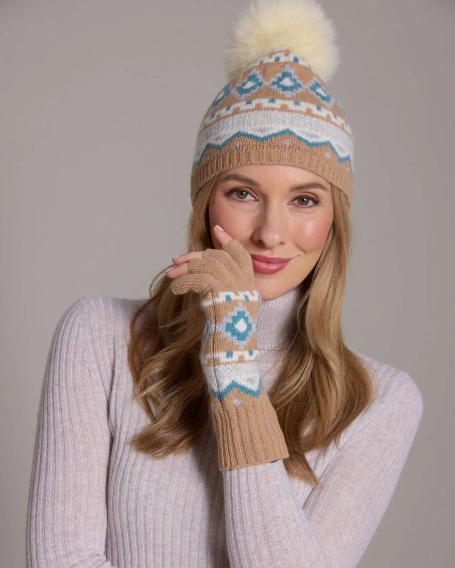 100% Merino Vail Fair Isle Fingerless Glove