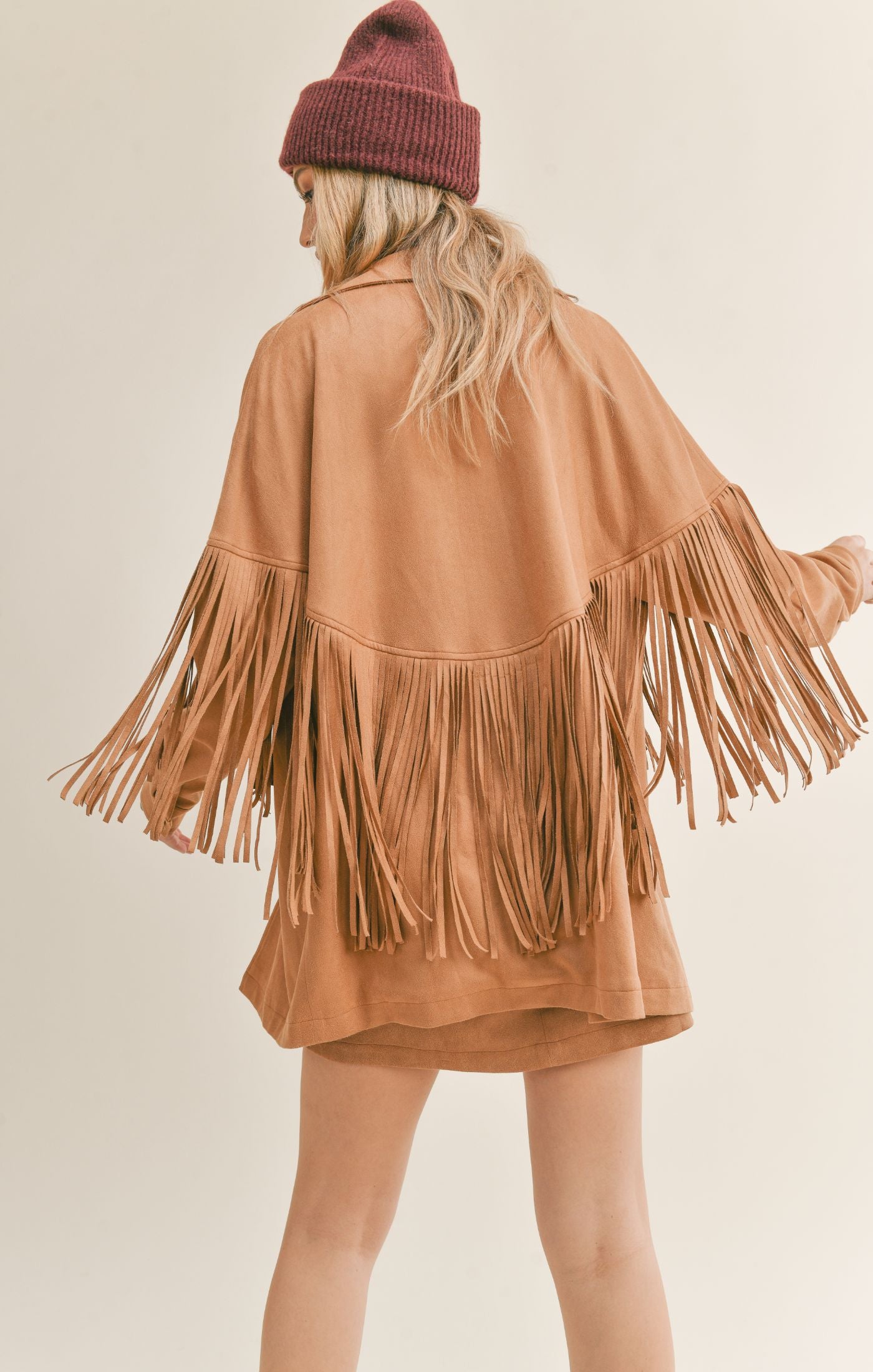 She's Magic Suede Fringe Shacket