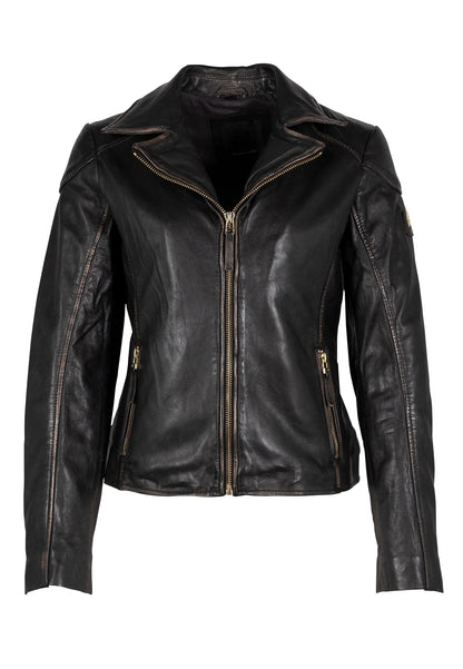 Olivia RF Leather Jacket,Vintage Black