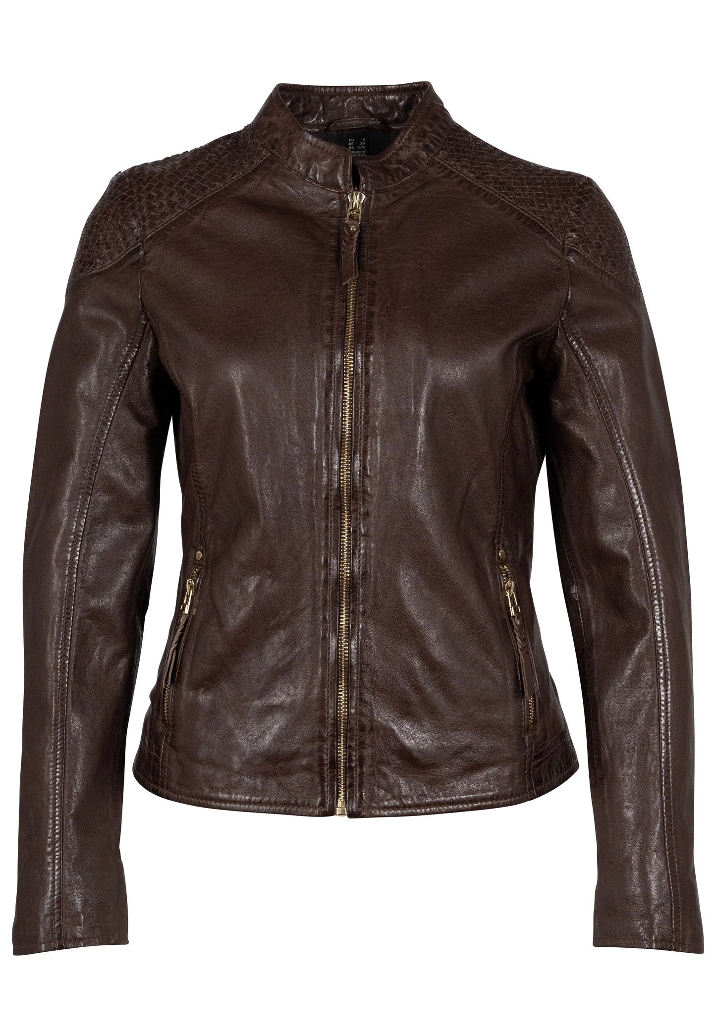 Alisah RF Leather Jacket, Dark Brown