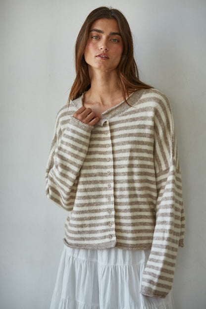 Striped Buttondown Cardigan