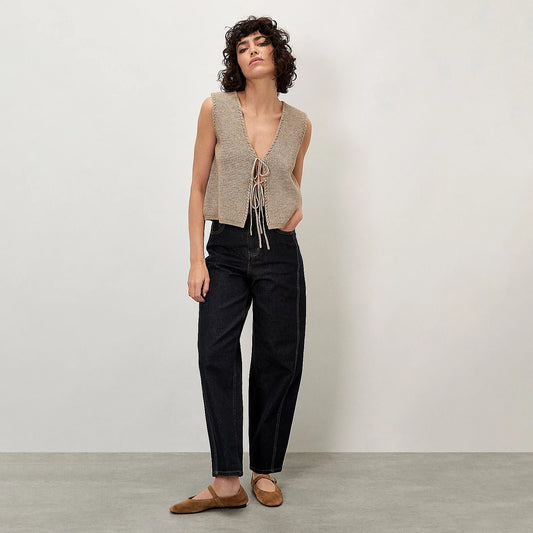 Aiko Raw Displaced Seam Barrel Jean