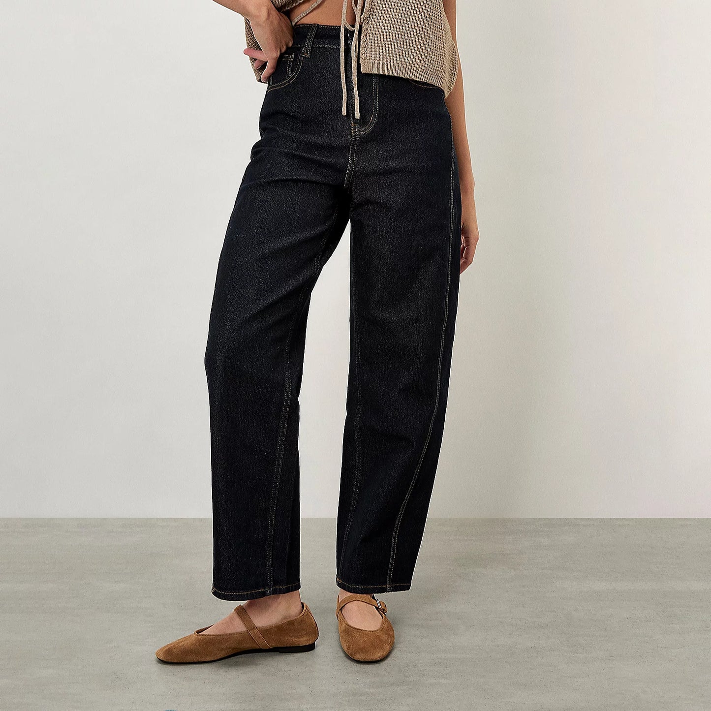 Aiko Raw Displaced Seam Barrel Jean