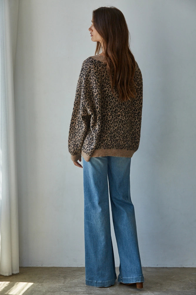 V-Neck Animal Print Cardigan