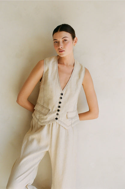 Linen Sleeveless Vest