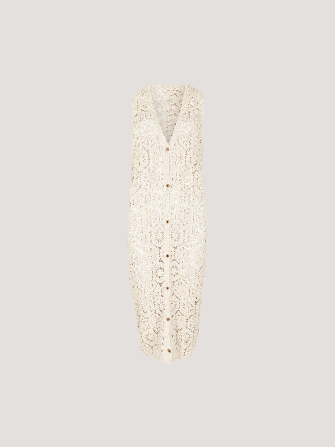 Crochet Longline Sleeveless Cardigan
