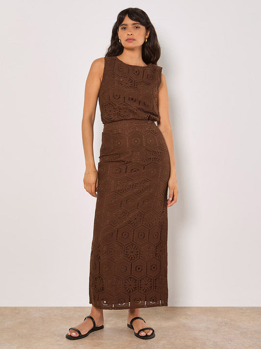 Crochet Lace Side Split Maxi Skirt