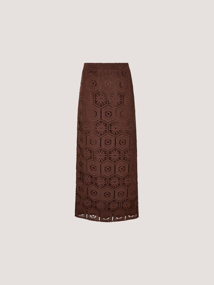Crochet Lace Side Split Maxi Skirt