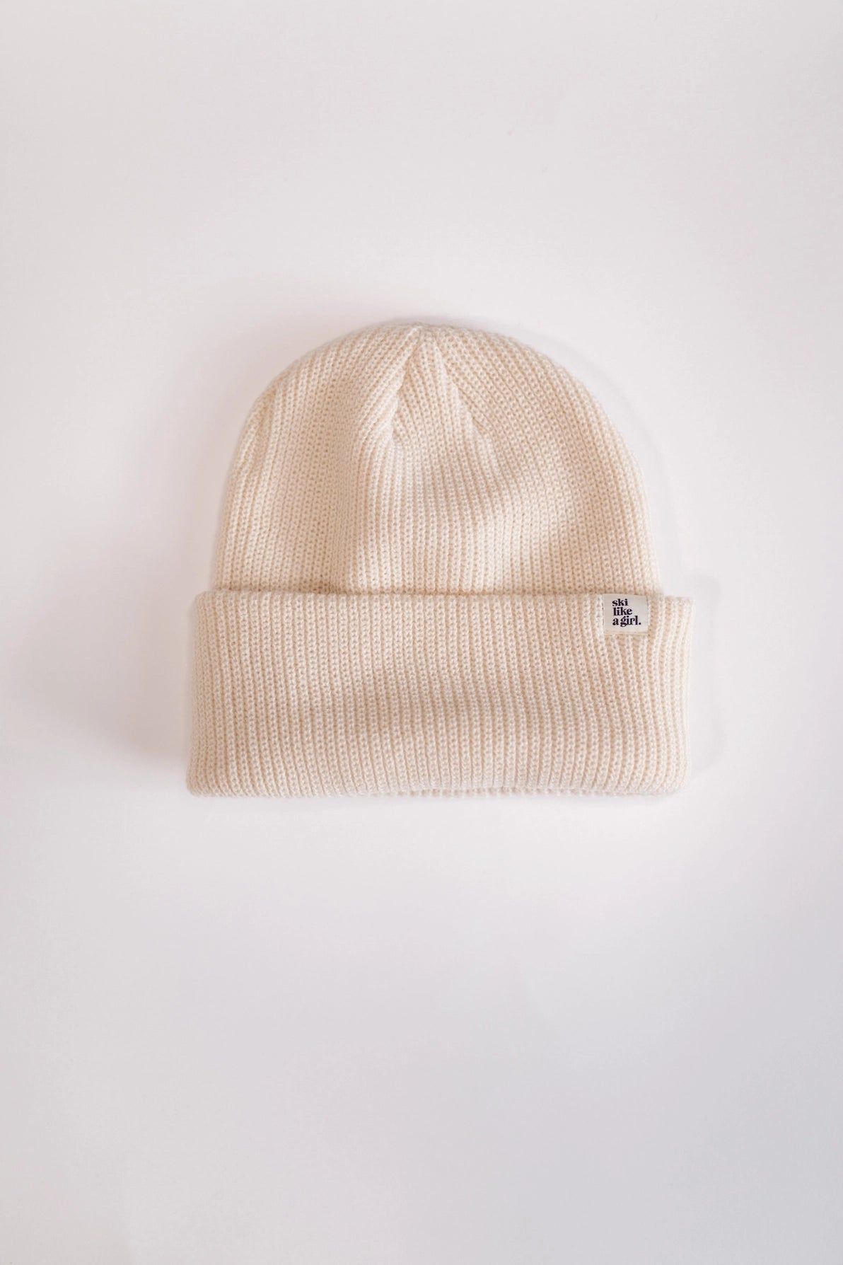 Ski Like a Girl Knit Tag Beanie